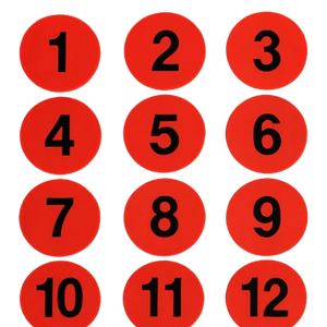 Flat Marker Cones Numbered (Pack of 12)